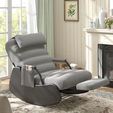 Nursery Rocking Chairs with Soft Seat and Headrest,Corduroy Fabric Accent Chair
