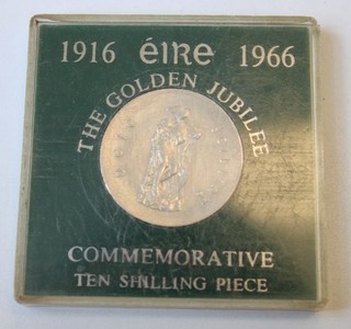 Vintage 1966 IRELAND .833 SILVER Easter Rising Anniversary 10 Scilling Coin H07
