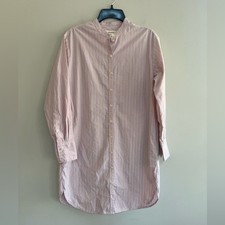 Everlane Relaxed Striped Shirt Dress in Ultrasoft Cotton, Pink/White, XXS