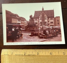 Vintage Photo Main Market Place Schweinfort, Germany,Rat House (City Hall) Rear