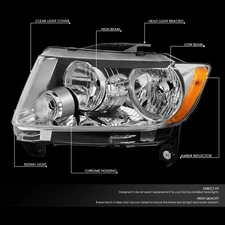 FOR 11-13 JEEP GRAND CHEROKEE CHROME HOUSING AMBER CORNER HEADLIGHT HEAD LAMPS