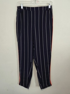 Anthropologie  Ett:Twa NWT Navy Piped + Striped Ankle Pull On Trouser Size XS