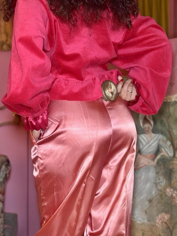 1990s Avon Pink Satin Lounge Pants, 27”-32” W, READ - Image 2 of 4