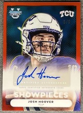 Josh Hoover 2025 Bowman Best Showpieces Red Refractor Bookend Auto 5/5 IU QB