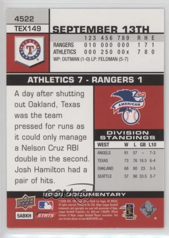 2008 Upper Deck Documentary Gold Chris Davis #4522 Rookie RC - Image 2 of 2