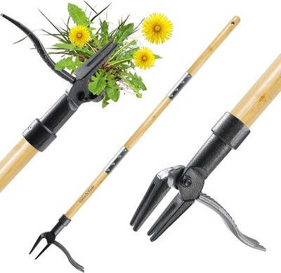 Weeder - The Original Stand Up Puller Tool Made with Long Handle Real Bamboo