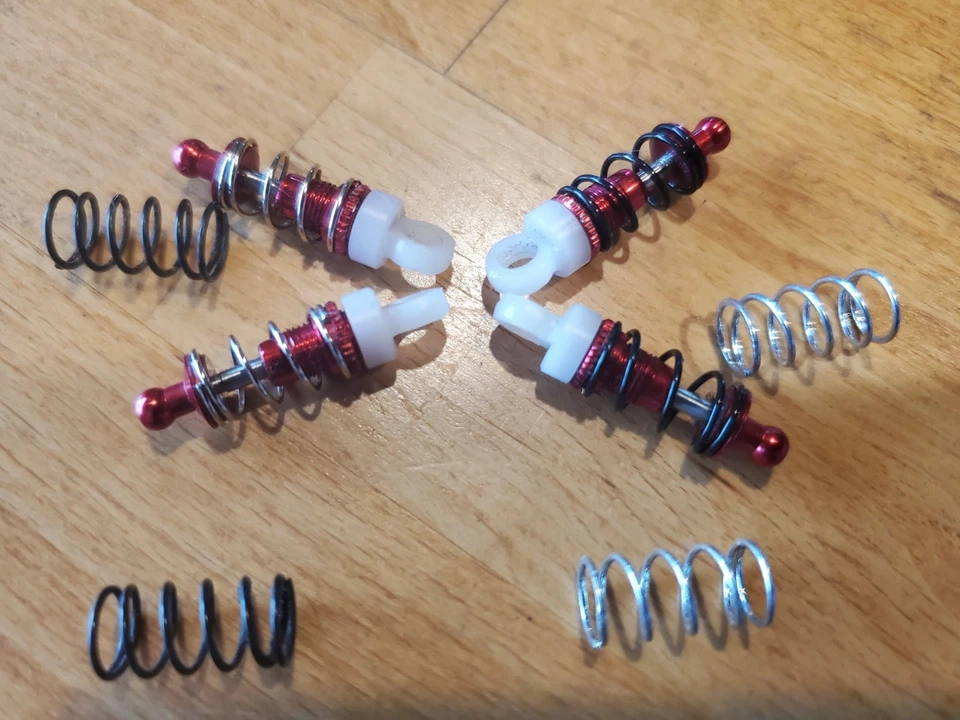 XRAY M18 Aluminum Threaded Shock Set (4) Red w/Option Springs Super Rare Nice  - Image 4 of 4