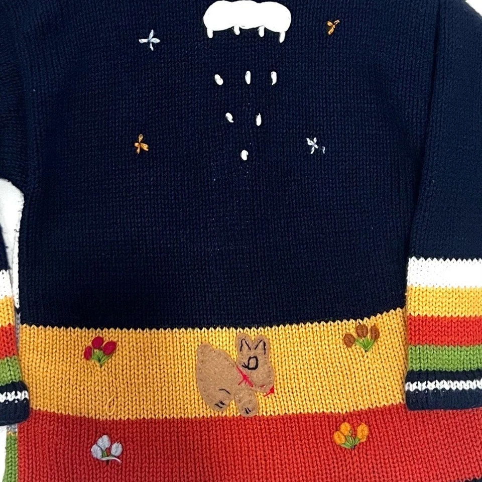 Kuyay Colorful Knit Hooded Sweater with Animal Design - Image 3 of 4