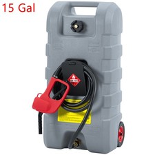 15 Gallon Portable Moving Gas Caddy Fuel Storage Saving Tank W/ Pump Hose Gray