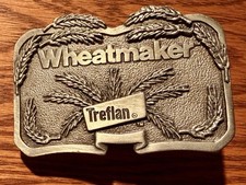 Vintage Treflan Wheatmaker Pewter Belt Buckle Elanco