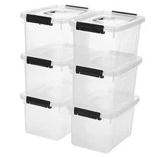 6 Quart Clear Storage Latch Box/Bins, 6-Pack Plastic Container with 6 QT