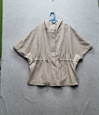 Eddie Bauer Women Poncho Cape OS Gray Hooded Coastal Grandmother