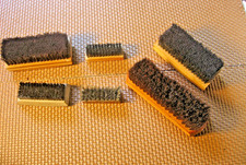 6 Vintage Wood Shoe Care Brushes with some Advertising includes brush for suede