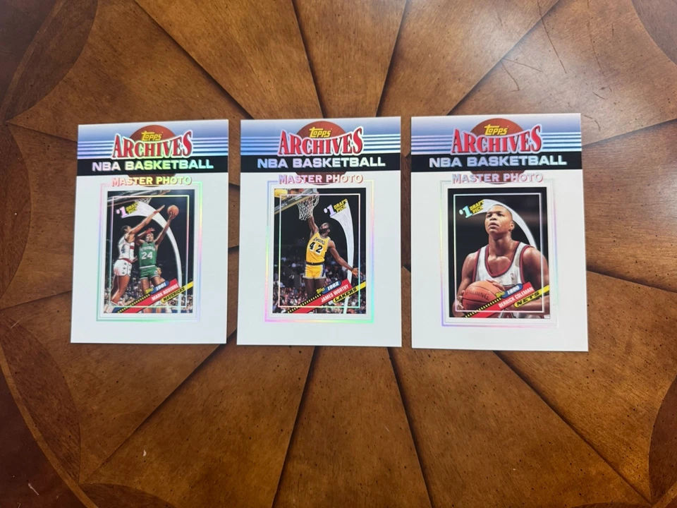 1993 Topps Archives Master Photo Set Of 12 - Ewing, Olajuwon, Worthy, Robinson - Imagem 2 de 4