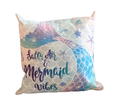 15x15 Plush Throw Pillow Off White / Blue Bright New Salty Air Mermaid Vibes