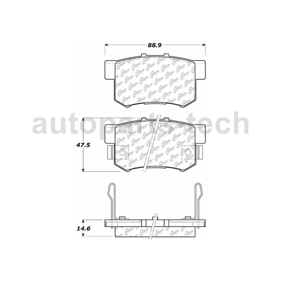 Pastilhas de freio Centric para Honda Accord 1991 1992 1993 1994 1995 1996 1997 - Imagem 2 de 4
