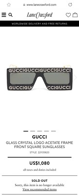 GUCCI EYEWEAR black rhinestone studded logo square tinted  display picture 1