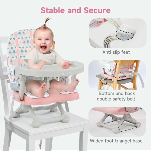 Travel Booster Seat w/ Tray Adjustable Folding High Chair Children Baby Armchair - Picture 31 of 78