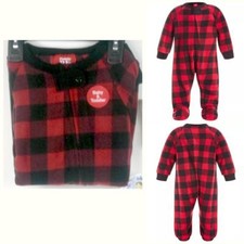 Family PJs Baby  Toddler One Piece Pajama Red Check w/ Feet 24mo New