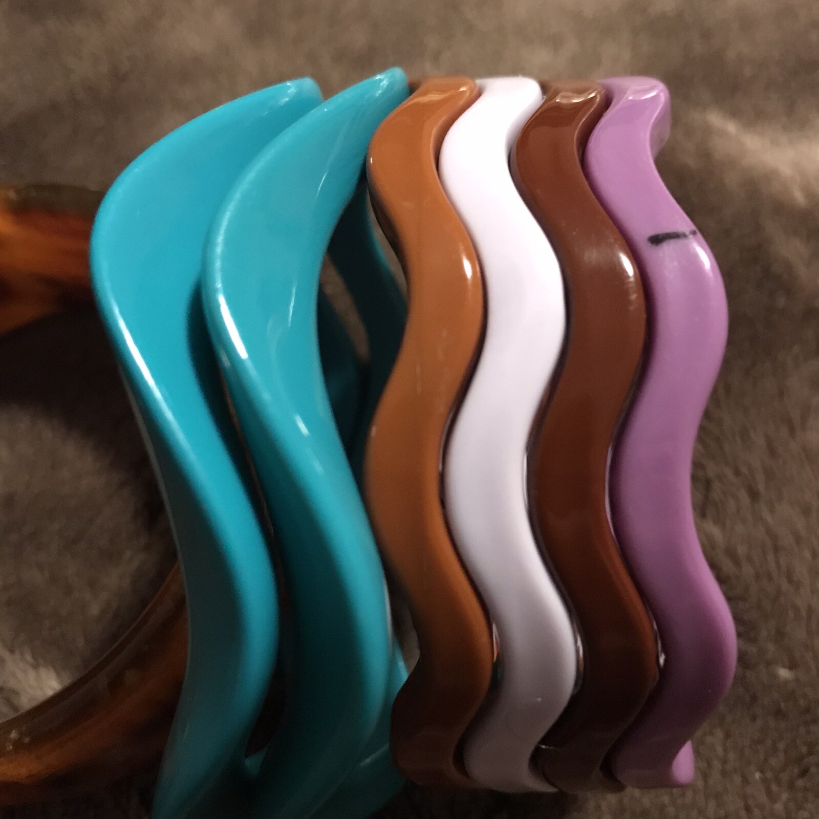 7pc~LOT~Vintage SOLID~CURVED WAVE ~STACKABLE~PLAS… - image 4