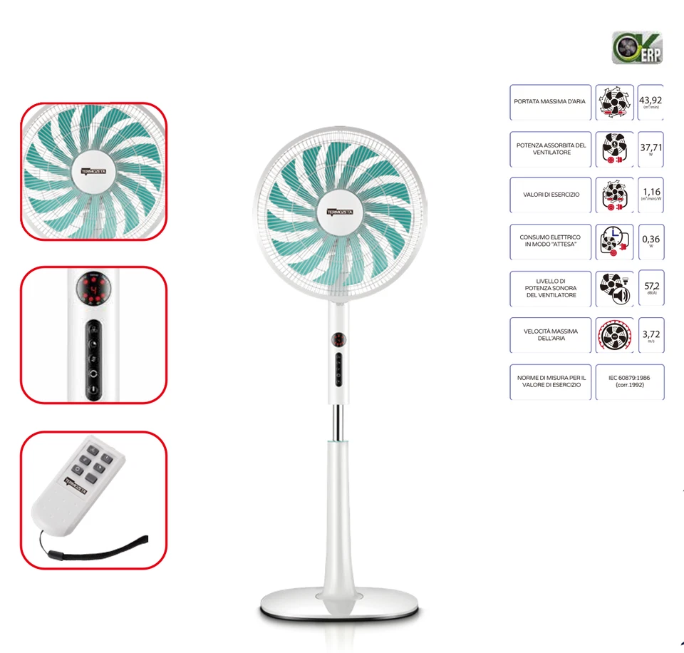 Ventilatore a Piantana TERMOZETA tzazml01 Airzeta Millepale Telecomando Timer - Immagine 3 di 4