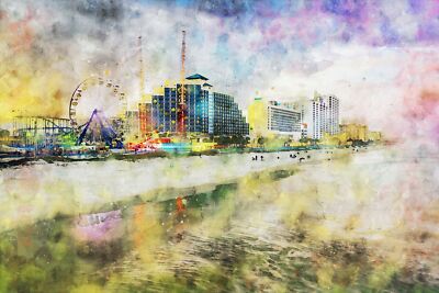 Daytona Beach Florida watercolor, Daytona Beach wall art, Daytona Beach Canvas 