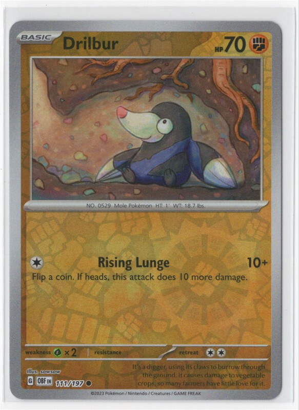 Pokemon Obsidian Flames 111/197 Drilbur Reverse Holo