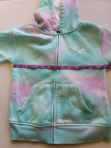 Calvin Klein Jeans Girls Hoodie Small (7/8) Green-Purple Color : Fullzip:CK logo - Picture 5 of 8