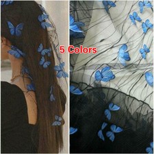 1 Size Lace Fabric 3D Butterfly Black Tulle Mesh Lace Fabric DIY Veil Skirt