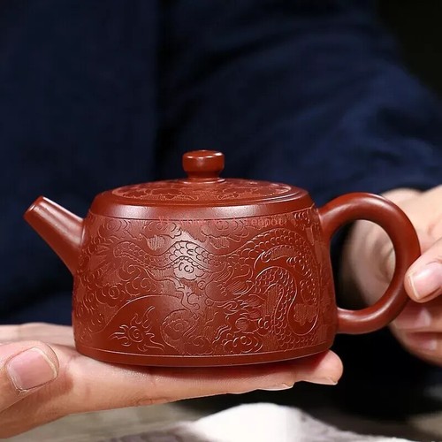 6.8oz Real Yixing Zisha Tea Pot Dahongpao Clay Marked Dragon Carved Jing Lan Pot - Picture 2 of 24