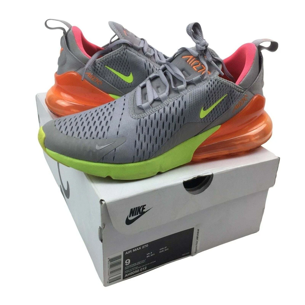 Nike air max clearance 270 grey volt orange