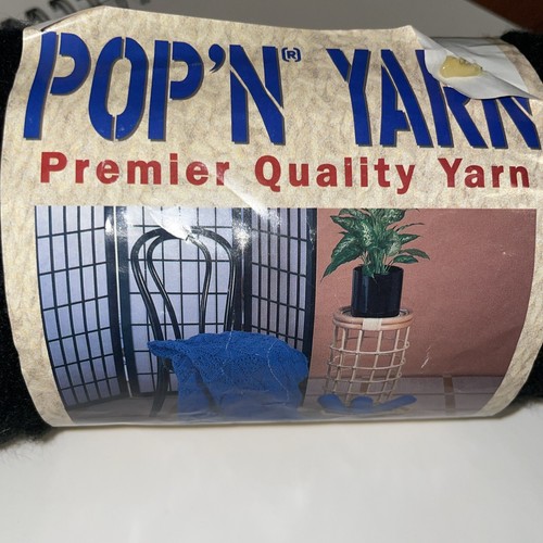 Vintage Pop’N Yarn PREMIER QUALITY YARN #A6-102 Black - 6oz 170g Made In USA - Picture 3 of 5