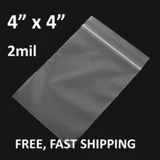 4"x4" CLEAR 2 MIL ZIP SEAL BAGS POLY PLASTIC RECLOSABLE LOCK SMALL LARGE BAGGIES