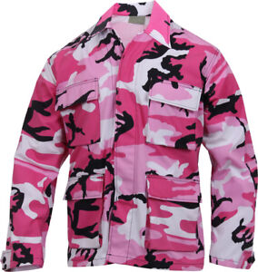 Mens Pink Camouflage Military BDU Shirt 