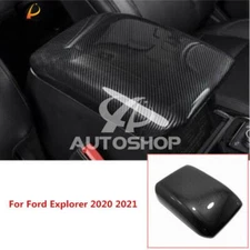For Ford Explorer 2020-2022 Carbon Fiber Central Armrest Storage Box Cover Trim