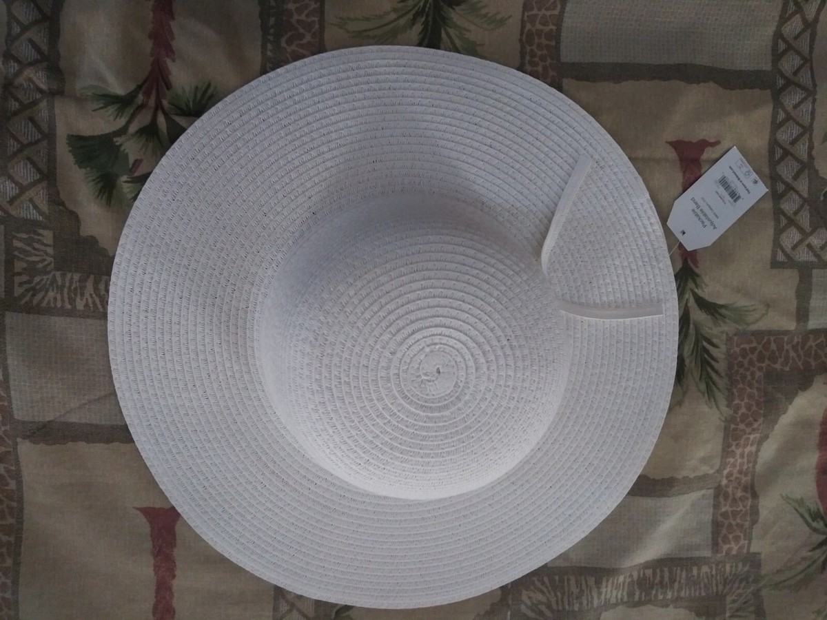 Ladies Time And Tru Wide Brim Floppy Hat White | eBay