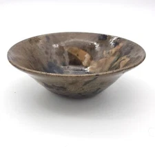Molten Glaze Hand Thrown Bowl Signed, Brown Rustic Trinket Serving Bowl Modern