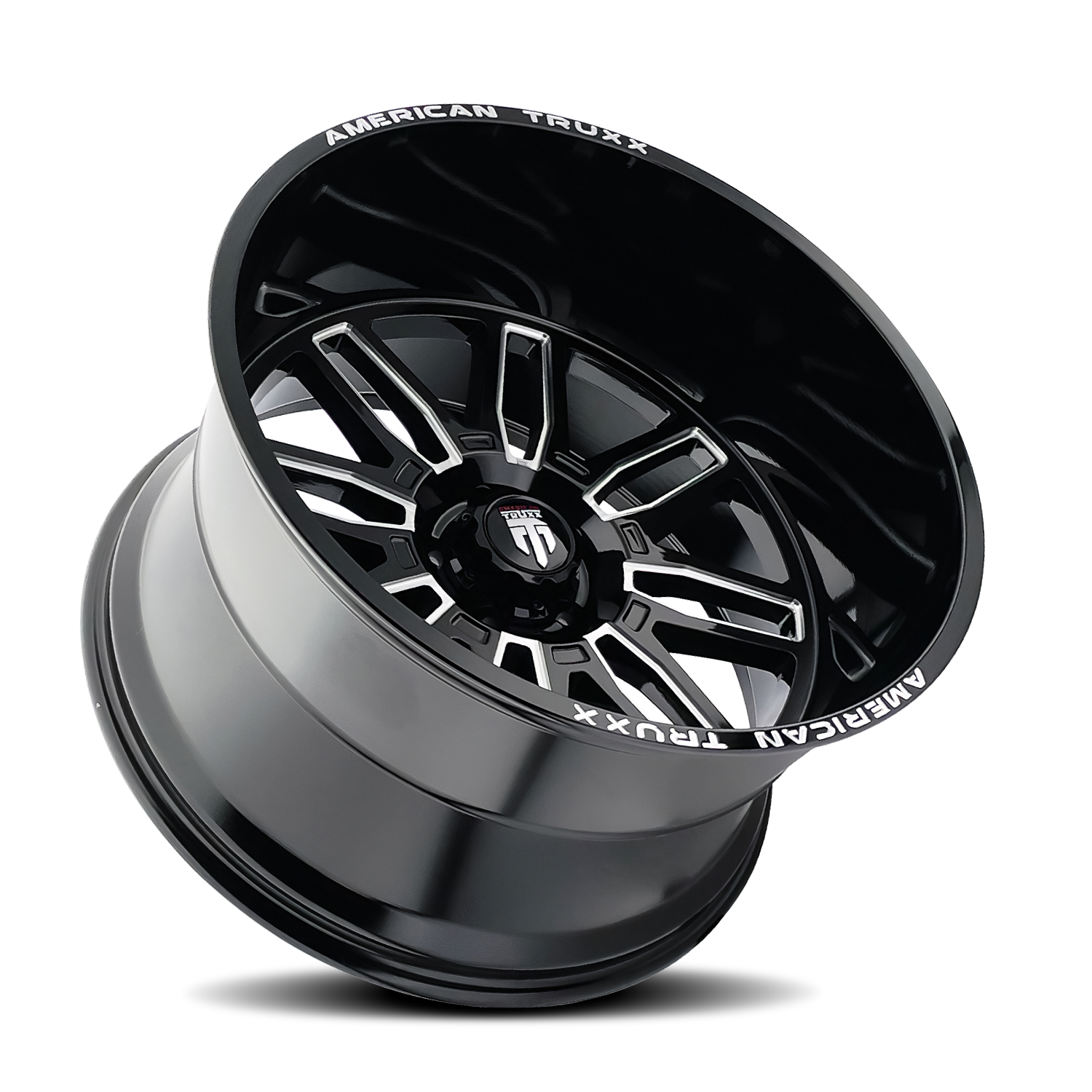 24x14 American Truxx AT1915 Restless Gloss Black Milled Wheel 8x170
