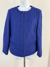 BROOKS BROTHERS "Red Fleece" Royal Blue Wool Zip Close Jacket Sz 6