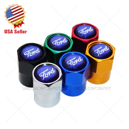 Hex Ford Logo Emblem Car Truck Wheels Tire Air Valve Caps Stem Dust