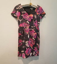 Banana Republic Women's V-Neck Floral Shift Dress Size 4 Purple Black Back Zip