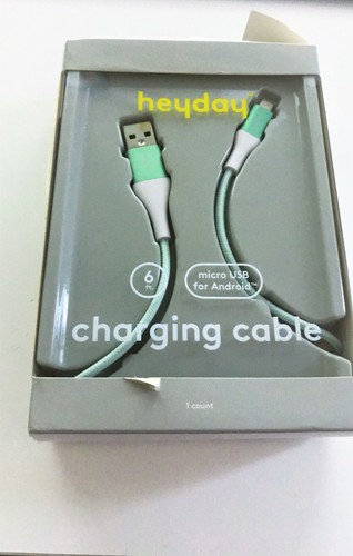 Heyday 6ft Micro USB Braided Cable For Android Charging Cable Color Light Green - Picture 2 of 2