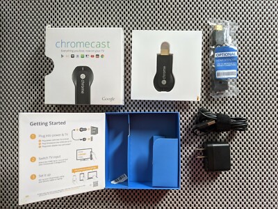 Google Chromecast (Black 1st Generation) HDMI Media Streamer (H2G2-42) Complete