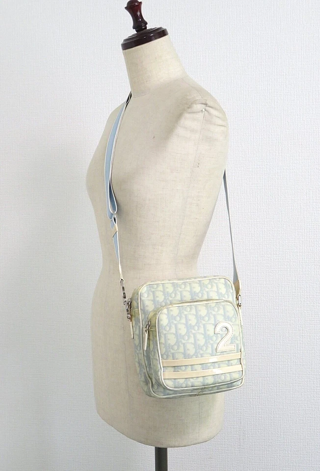 Auth CHRISTIAN DIOR Light Blue Trotter PVC Mini Shoulder Crossbody Bag #56566 - Image 2 of 4