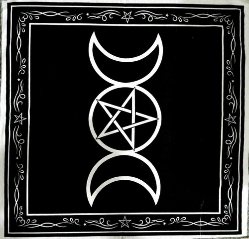 70x70" Pentagram Triple Moon Altar Cloth Cotton Gothic Wiccan Pagan Table Cloth - Picture 8 of 25