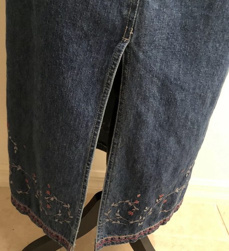 Coldwater Creek Embroidered Denim Jean Jumper Size PXS Maxi Side Buttons - Picture 3 of 12