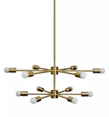 12 Light Mid Century Brushed Brass Sputnik chandelier light Fixture
