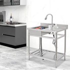 201 Stainless Steel Restaurant Kitchen Sink Silver Free-standing Kitchen Sink