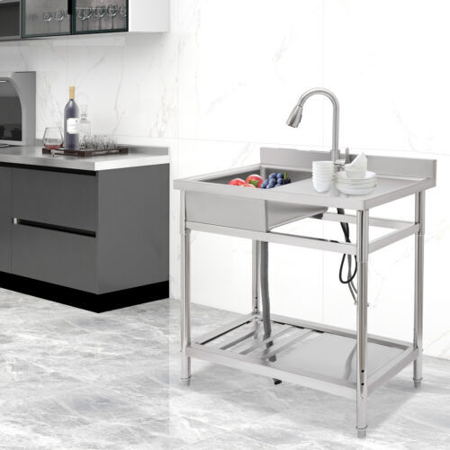 201 Stainless Steel Restaurant Kitchen Sink Silver Free-standing Kitchen Sink
