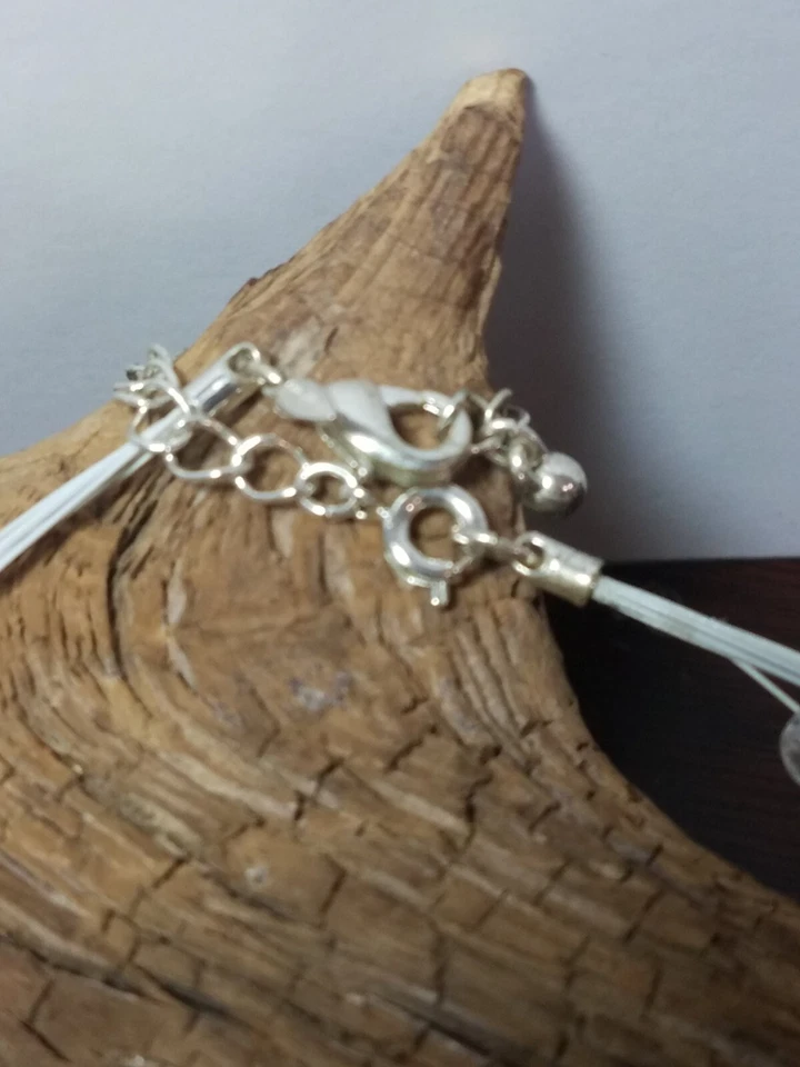 Vtg 2008 AVON White Multi-Strand CAT'S TIGER EYE STONE Beaded Necklace Signed  Foto 3 de 4